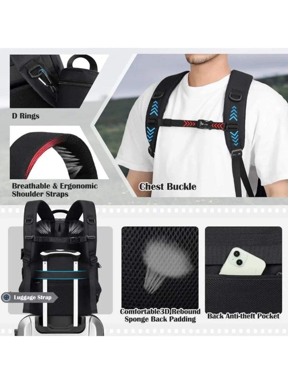 Waterproof DSLR Camera Backpack with Lens Pouch & 15.6